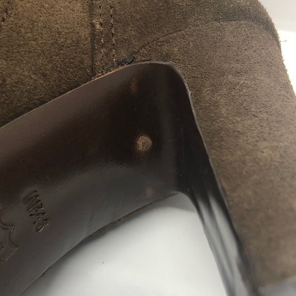 TORY BURCH Suede Boots Milan Heeled Booties Olive - Picture 4 of 10